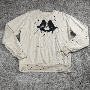 Mens Sweatshirt Medium Crewneck Pullover Poe Raven Graphic Grunge Alt Streetwear